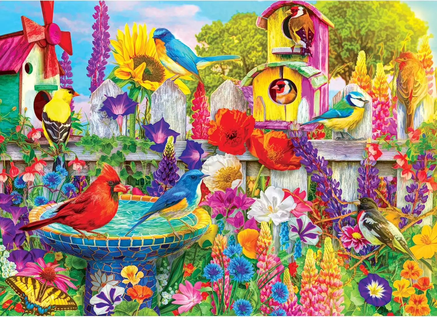 Vibrant Garden Birds & Flowers - đánh giá và giá Jigsaw Puzzle Adult